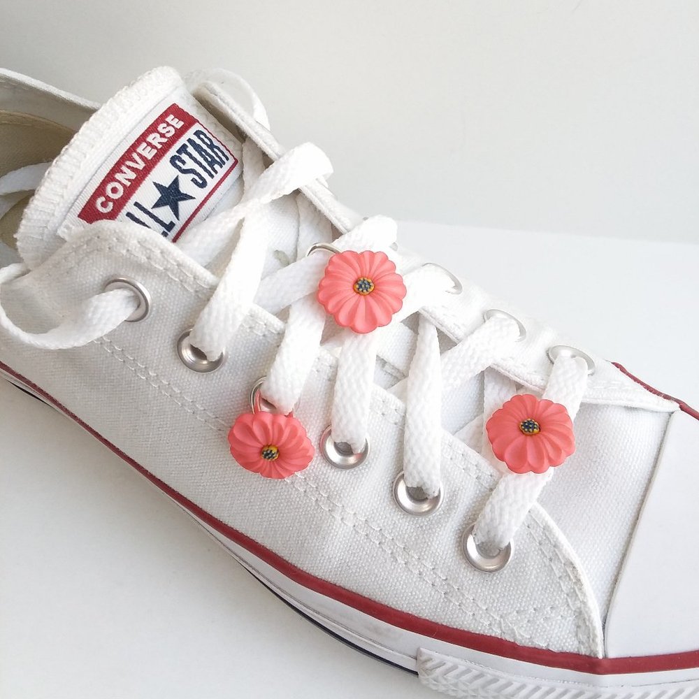 3 Pink poppy flower shoe charm   Roller Skate Shoelace poppy charm